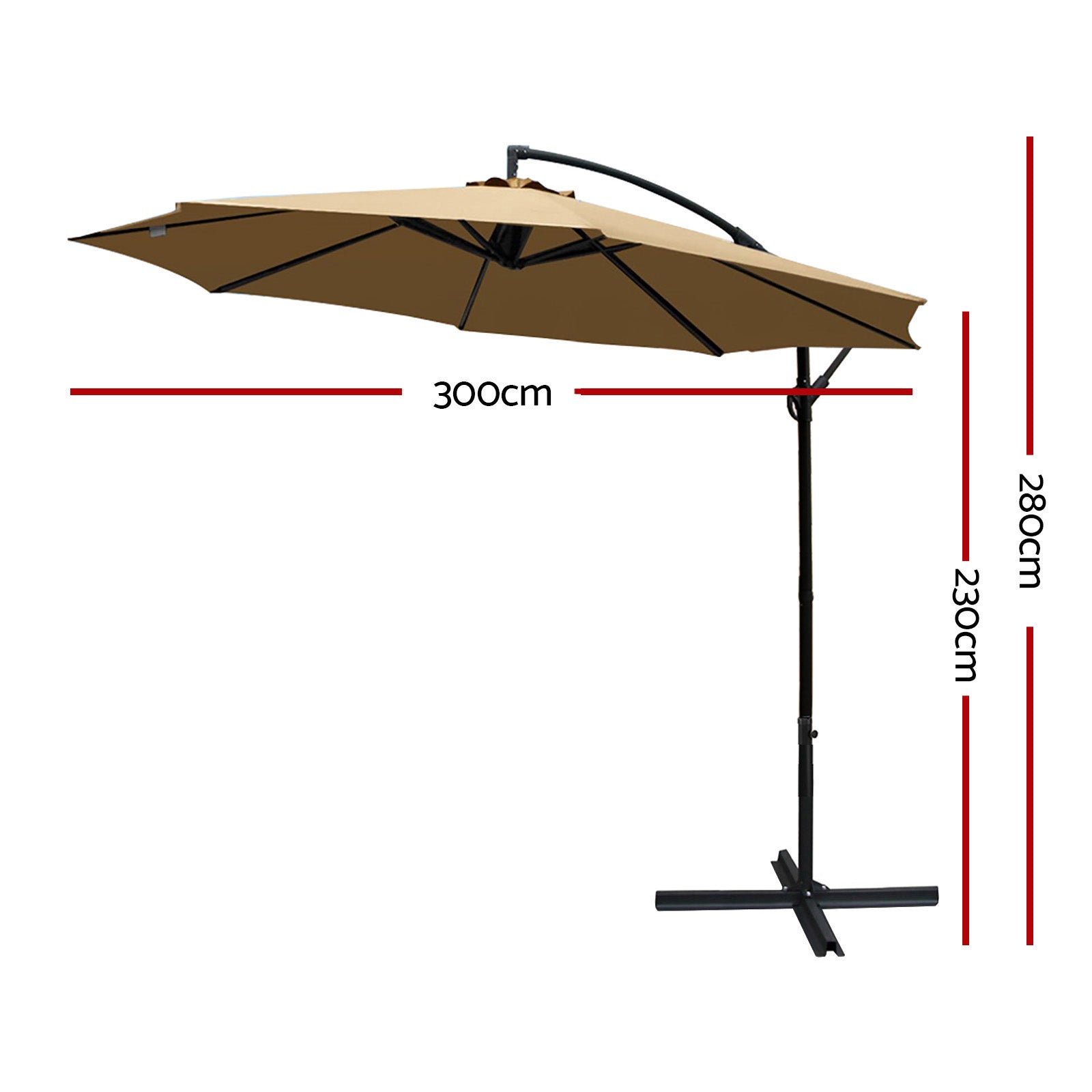 Instahut 3m Outdoor Umbrella Cantilever Beach Garden Patio Beige Chez Guru