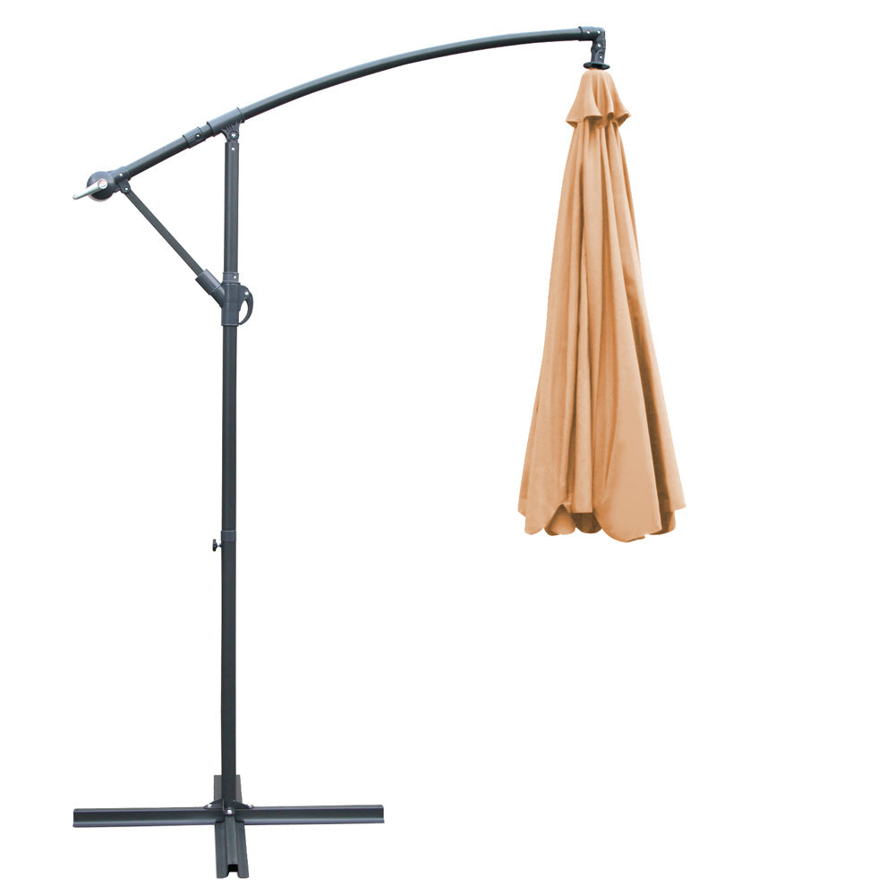 Instahut 3m Outdoor Umbrella Cantilever Beach Garden Patio Beige Chez Guru