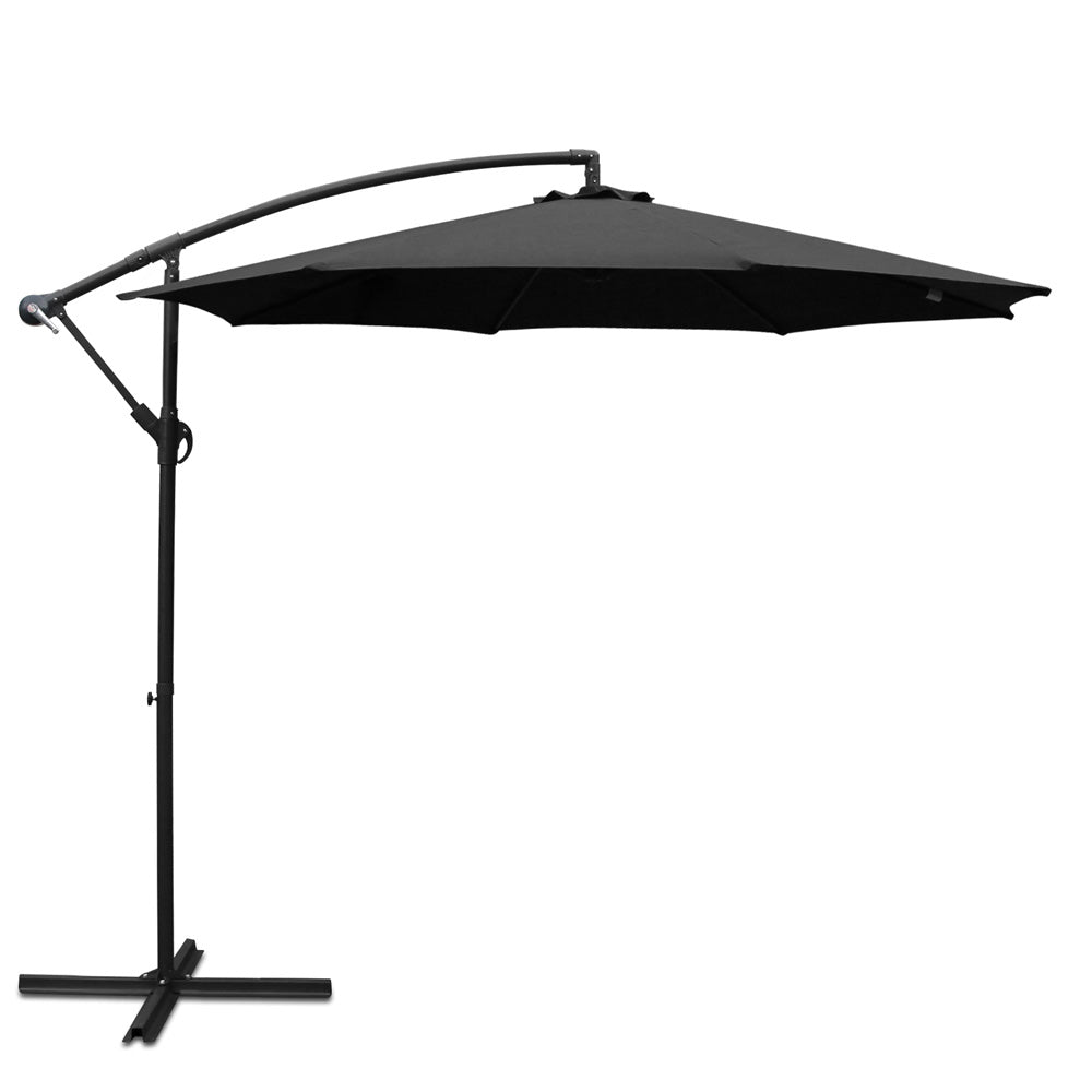 Instahut 3m Outdoor Umbrella Cantilever Beach Garden Patio Black Chez Guru