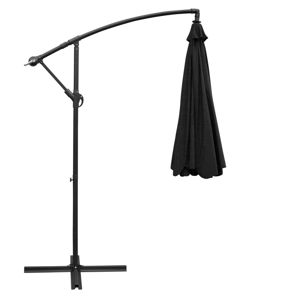 Instahut 3m Outdoor Umbrella Cantilever Beach Garden Patio Black Chez Guru