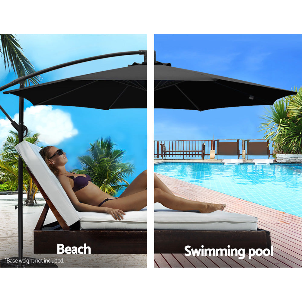 Instahut 3m Outdoor Umbrella Cantilever Beach Garden Patio Black Chez Guru