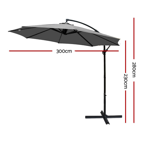 Instahut 3m Outdoor Umbrella Cantilever Beach Garden Patio Charcoal Chez Guru