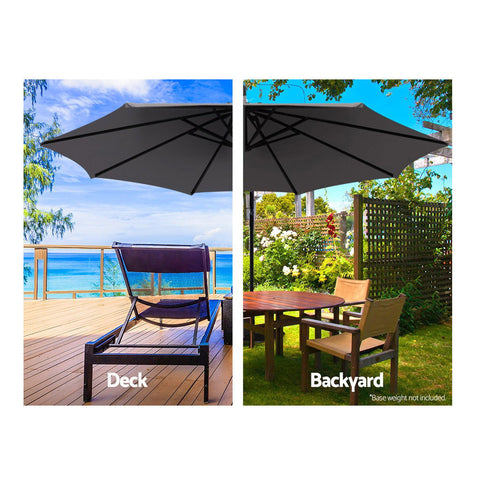 Instahut 3m Outdoor Umbrella Cantilever Beach Garden Patio Charcoal Chez Guru