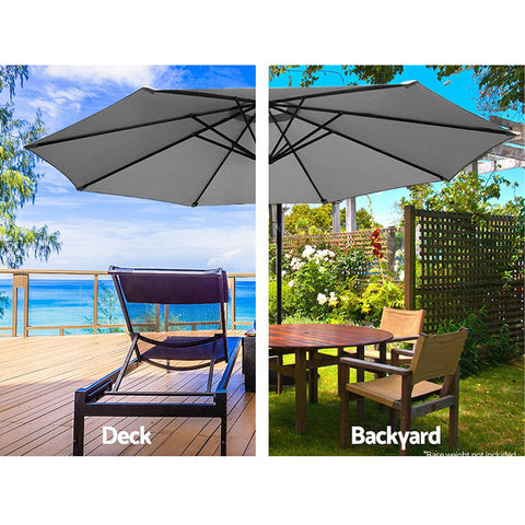 Instahut 3m Outdoor Umbrella Cantilever Beach Garden Patio Grey Chez Guru