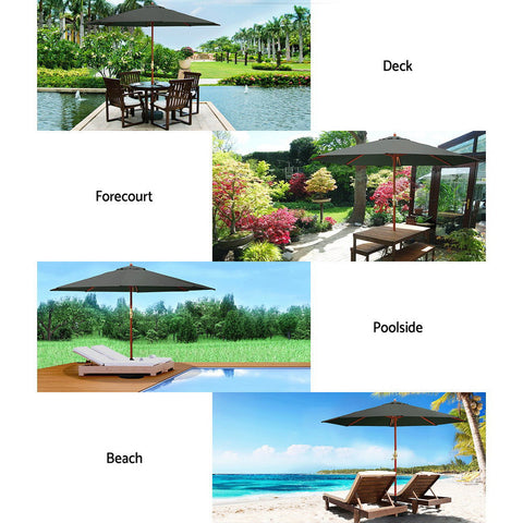 Instahut 3m Outdoor Umbrella Pole Umbrellas Beach Garden Sun Stand Patio Charcoal Chez Guru