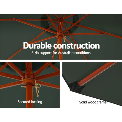 Instahut 3m Outdoor Umbrella Pole Umbrellas Beach Garden Sun Stand Patio Charcoal Chez Guru