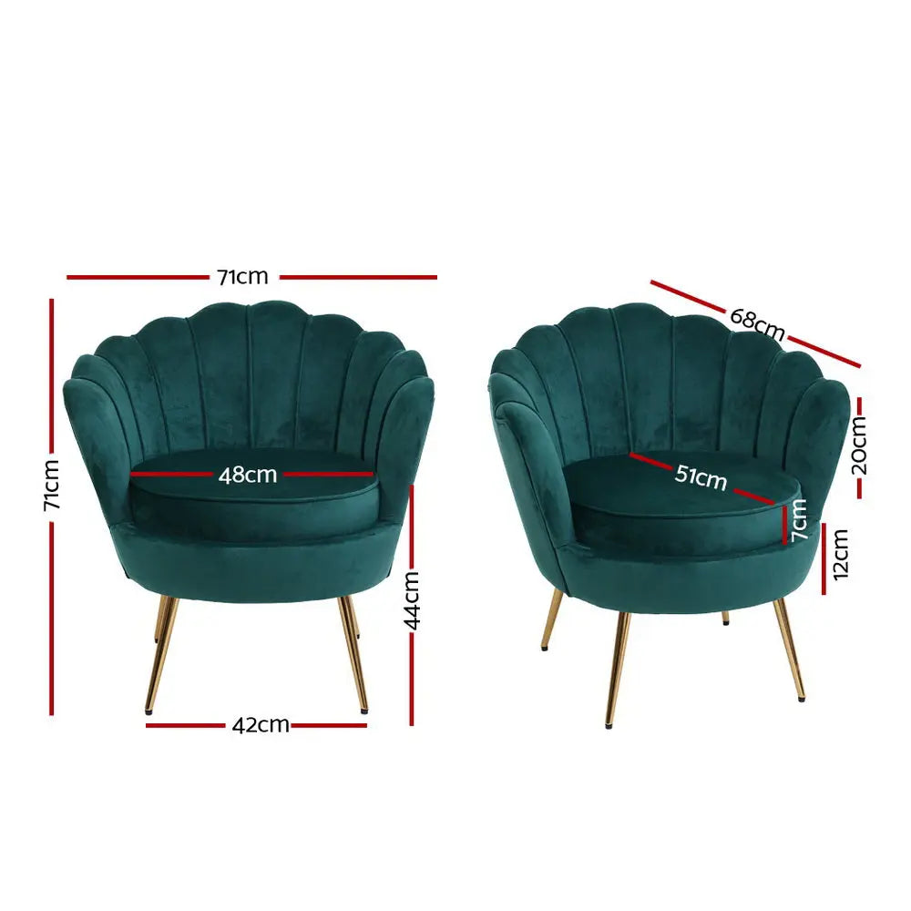 Artiss Armchair Velvet Green Callista - Chez Guru