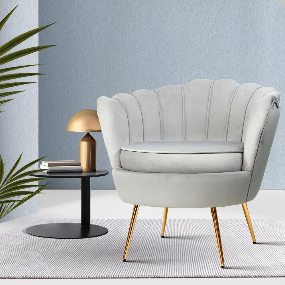 Artiss Armchair Velvet Grey Callista - Chez Guru