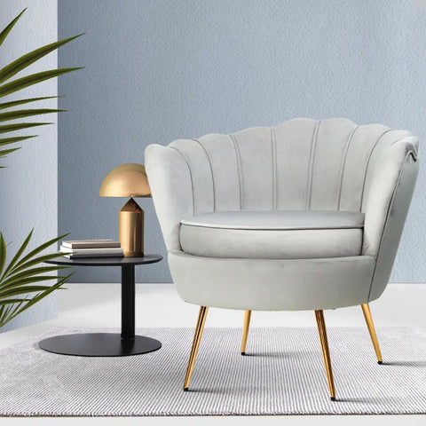 Artiss Armchair Velvet Grey Callista - Chez Guru