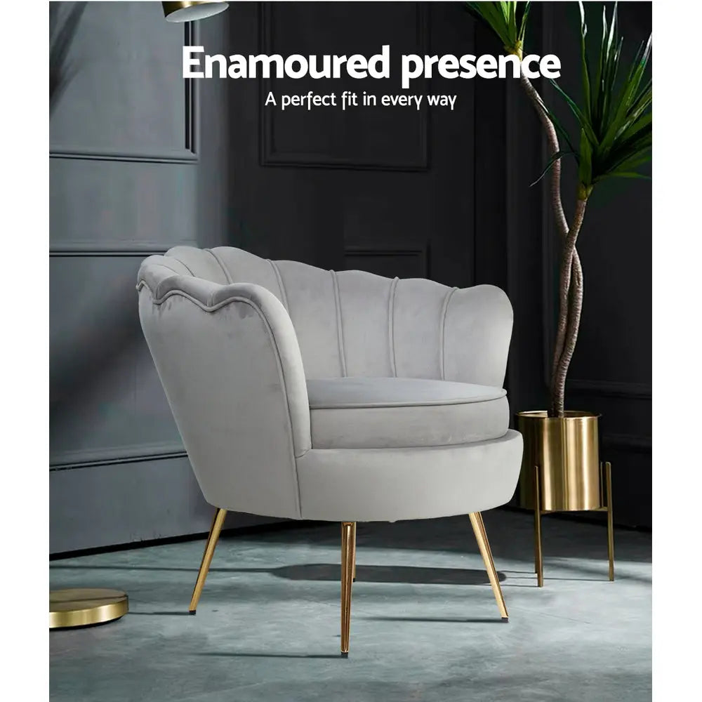 Artiss Armchair Velvet Grey Callista - Chez Guru