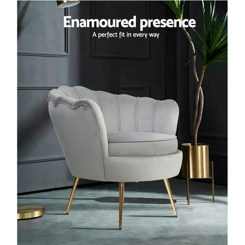 Artiss Armchair Velvet Grey Callista - Chez Guru
