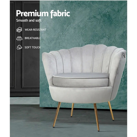 Artiss Armchair Velvet Grey Callista - Chez Guru