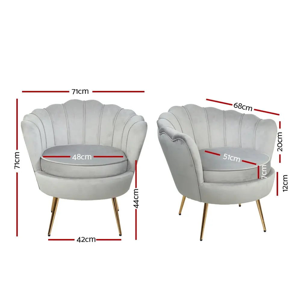 Artiss Armchair Velvet Grey Callista - Chez Guru