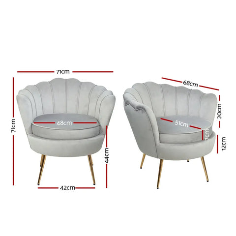 Artiss Armchair Velvet Grey Callista - Chez Guru