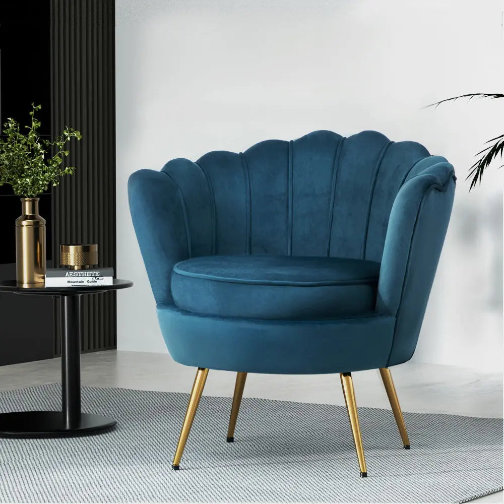 Artiss Armchair Velvet Blue Callista - Chez Guru