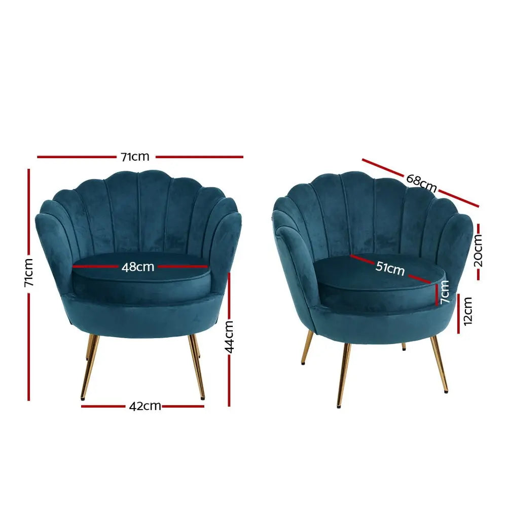 Artiss Armchair Velvet Blue Callista - Chez Guru