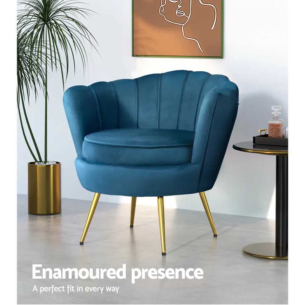 Artiss Armchair Velvet Blue Callista - Chez Guru