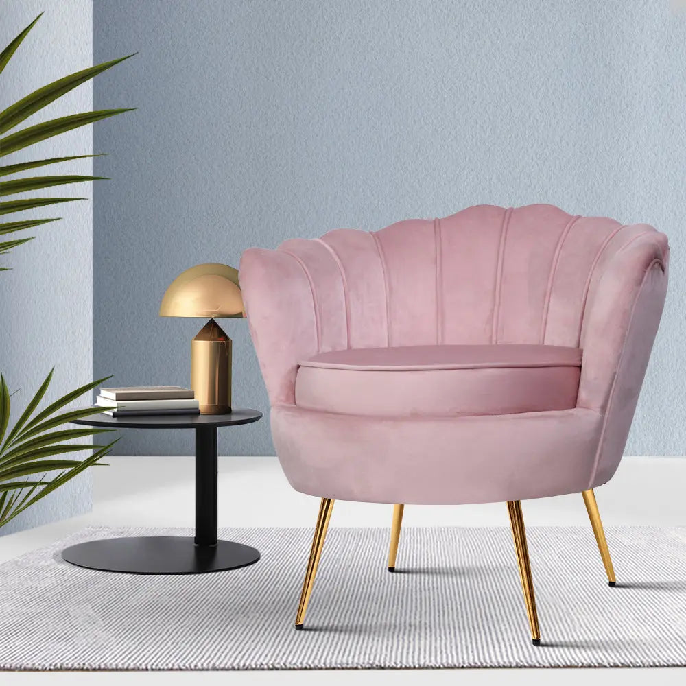 Artiss Armchair Velvet Pink Callista - Chez Guru