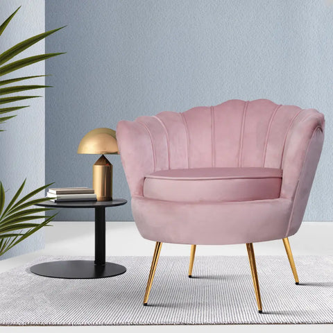 Artiss Armchair Velvet Pink Callista - Chez Guru