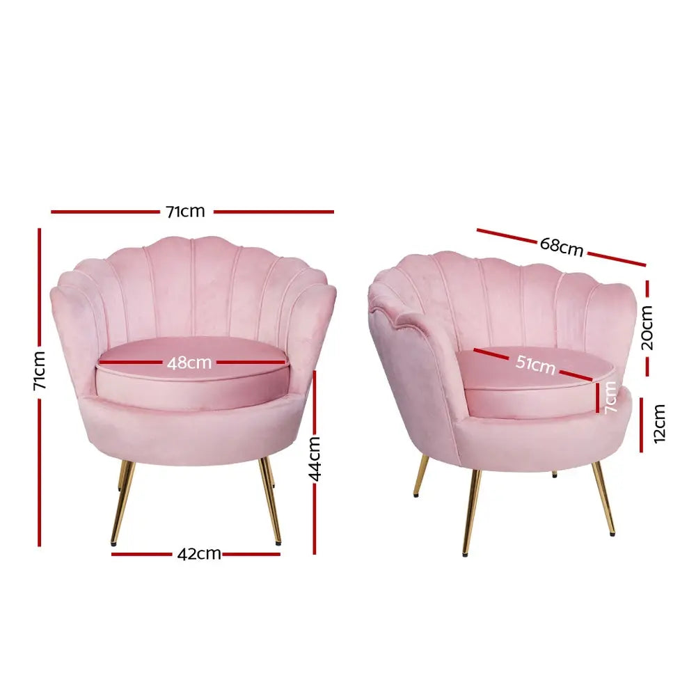 Artiss Armchair Velvet Pink Callista - Chez Guru