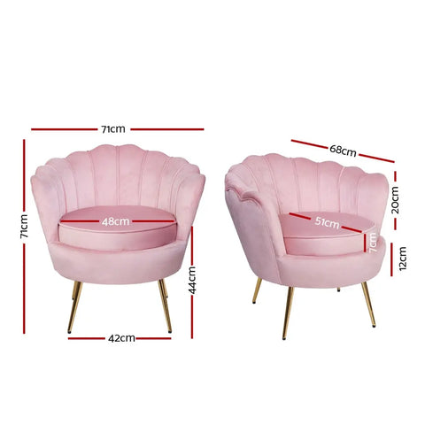 Artiss Armchair Velvet Pink Callista - Chez Guru