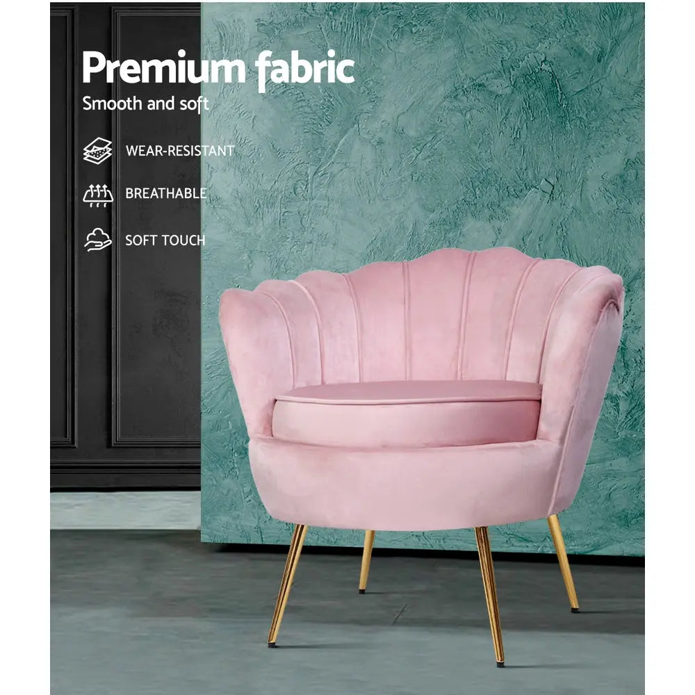 Artiss Armchair Velvet Pink Callista - Chez Guru