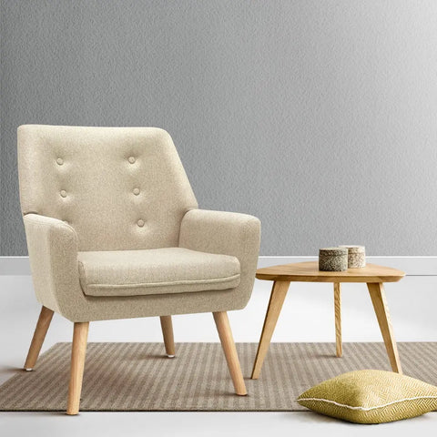 Artiss Armchair Linen Fabric Anne Beige - Chez Guru