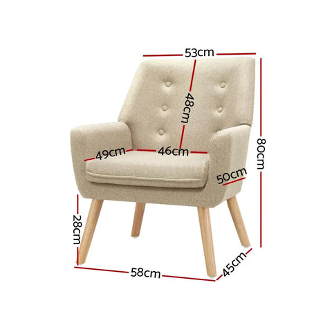 Artiss Armchair Linen Fabric Anne Beige - Chez Guru