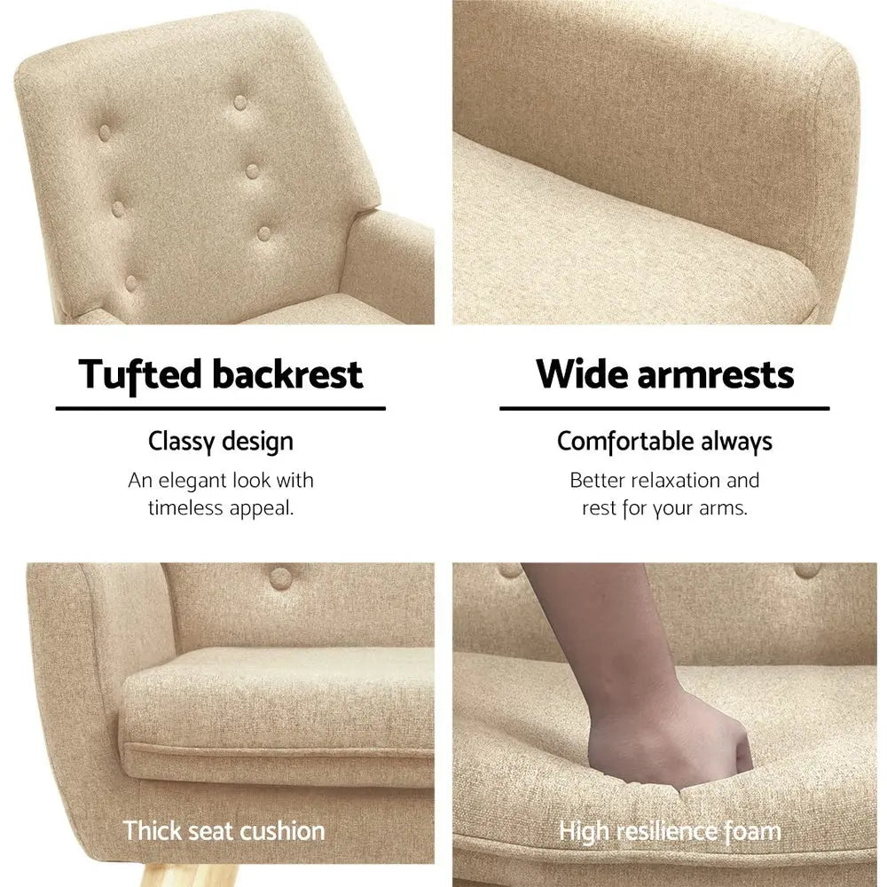 Artiss Armchair Linen Fabric Anne Beige - Chez Guru