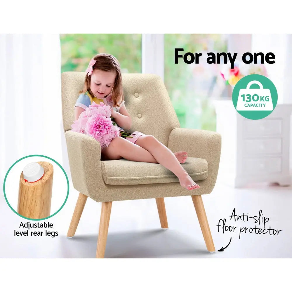 Artiss Armchair Linen Fabric Anne Beige - Chez Guru