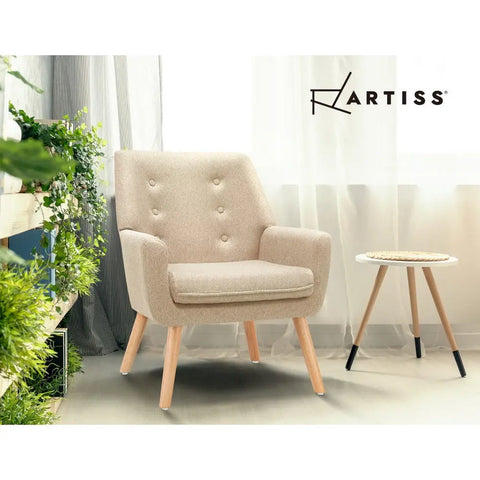 Artiss Armchair Linen Fabric Anne Beige - Chez Guru
