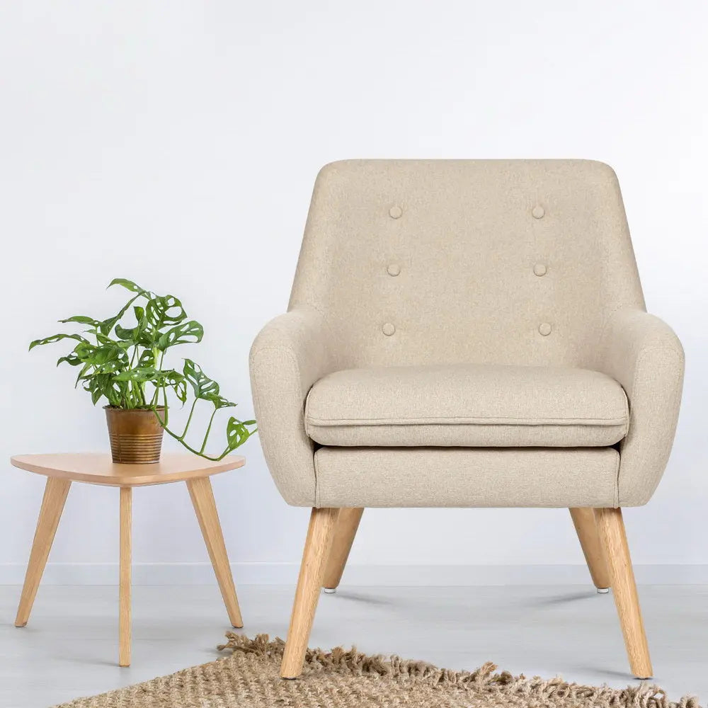 Artiss Armchair Linen Fabric Anne Beige - Chez Guru