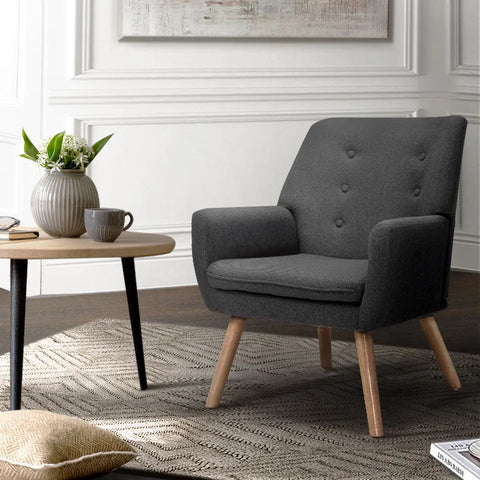 Artiss Armchair Linen Fabric Anne Charcoal - Chez Guru