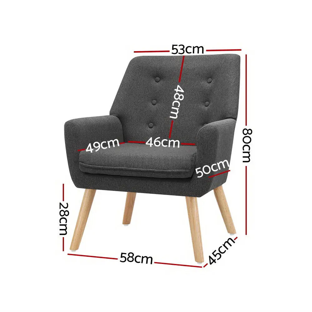 Artiss Armchair Linen Fabric Anne Charcoal - Chez Guru