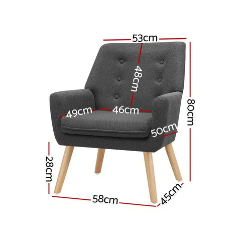 Artiss Armchair Linen Fabric Anne Charcoal - Chez Guru