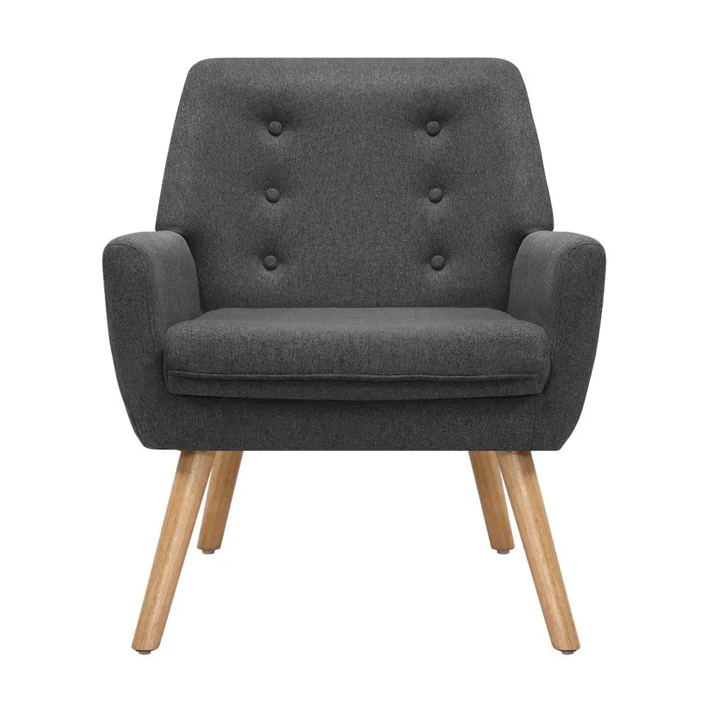 Artiss Armchair Linen Fabric Anne Charcoal - Chez Guru