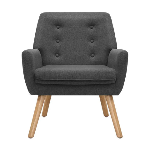 Artiss Armchair Linen Fabric Anne Charcoal - Chez Guru