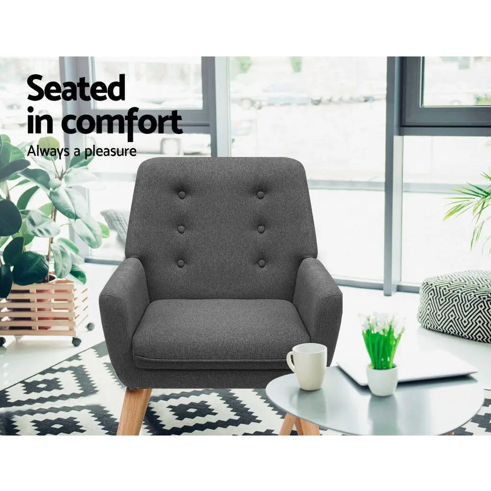 Artiss Armchair Linen Fabric Anne Charcoal - Chez Guru
