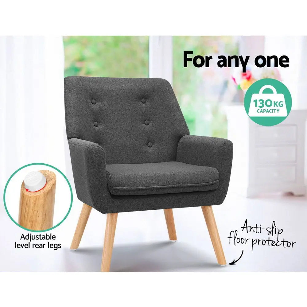 Artiss Armchair Linen Fabric Anne Charcoal - Chez Guru