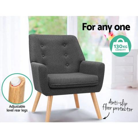 Artiss Armchair Linen Fabric Anne Charcoal - Chez Guru
