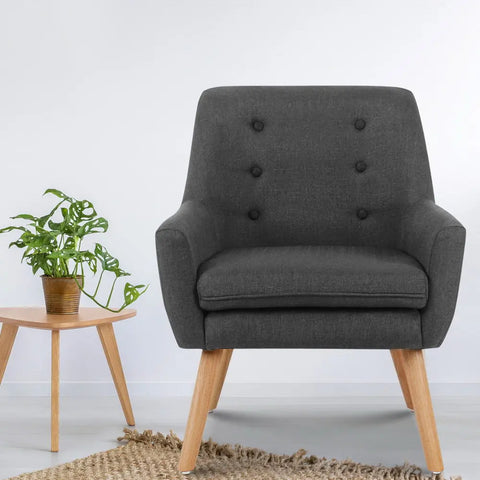 Artiss Armchair Linen Fabric Anne Charcoal - Chez Guru