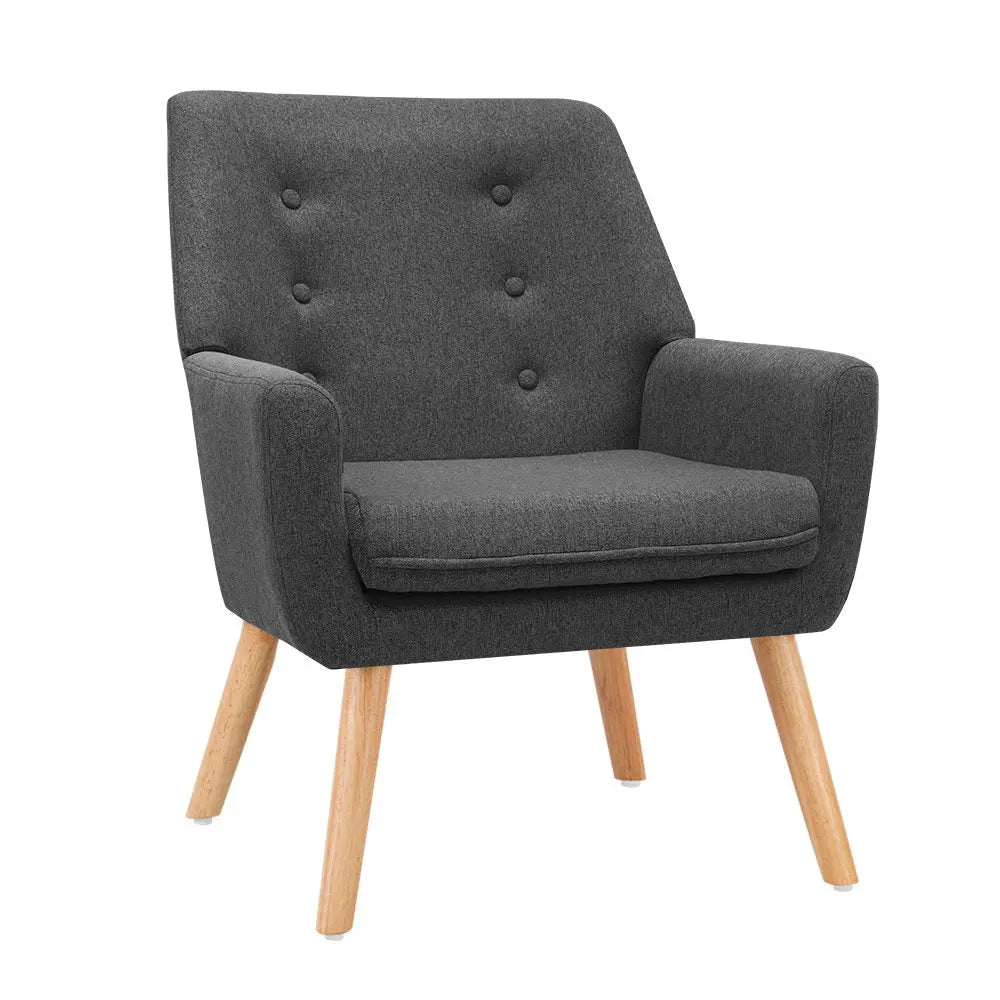 Artiss Armchair Linen Fabric Anne Charcoal - Chez Guru