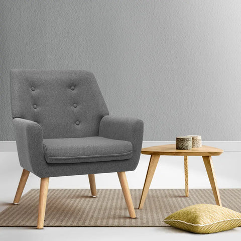 Artiss Armchair Linen Fabric Grey Charcoal - Chez Guru