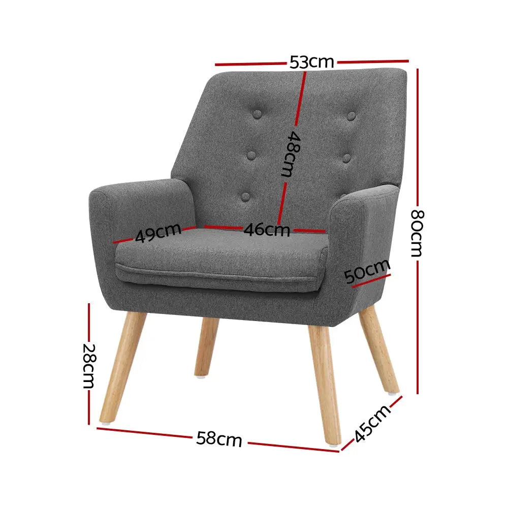 Artiss Armchair Linen Fabric Grey Charcoal - Chez Guru