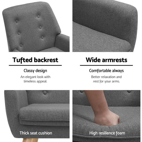 Artiss Armchair Linen Fabric Grey Charcoal - Chez Guru