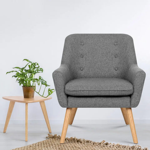 Artiss Armchair Linen Fabric Grey Charcoal - Chez Guru