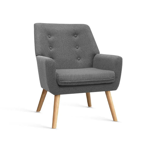 Artiss Armchair Linen Fabric Grey Charcoal - Chez Guru