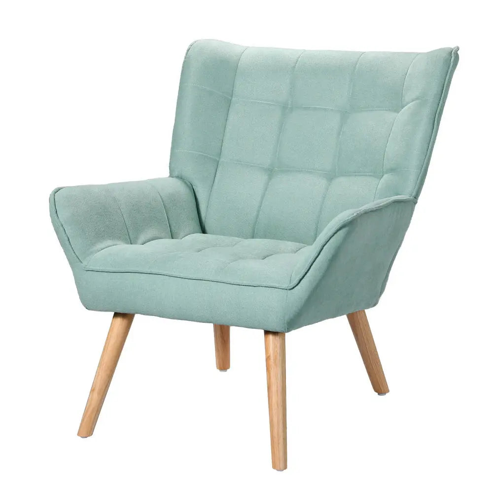 Artiss Armchair Lounge Chair Accent Chairs Sofa Linen Fabric Cushion Seat Blue - Chez Guru