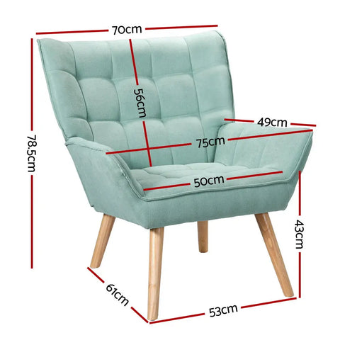 Artiss Armchair Lounge Chair Accent Chairs Sofa Linen Fabric Cushion Seat Blue - Chez Guru