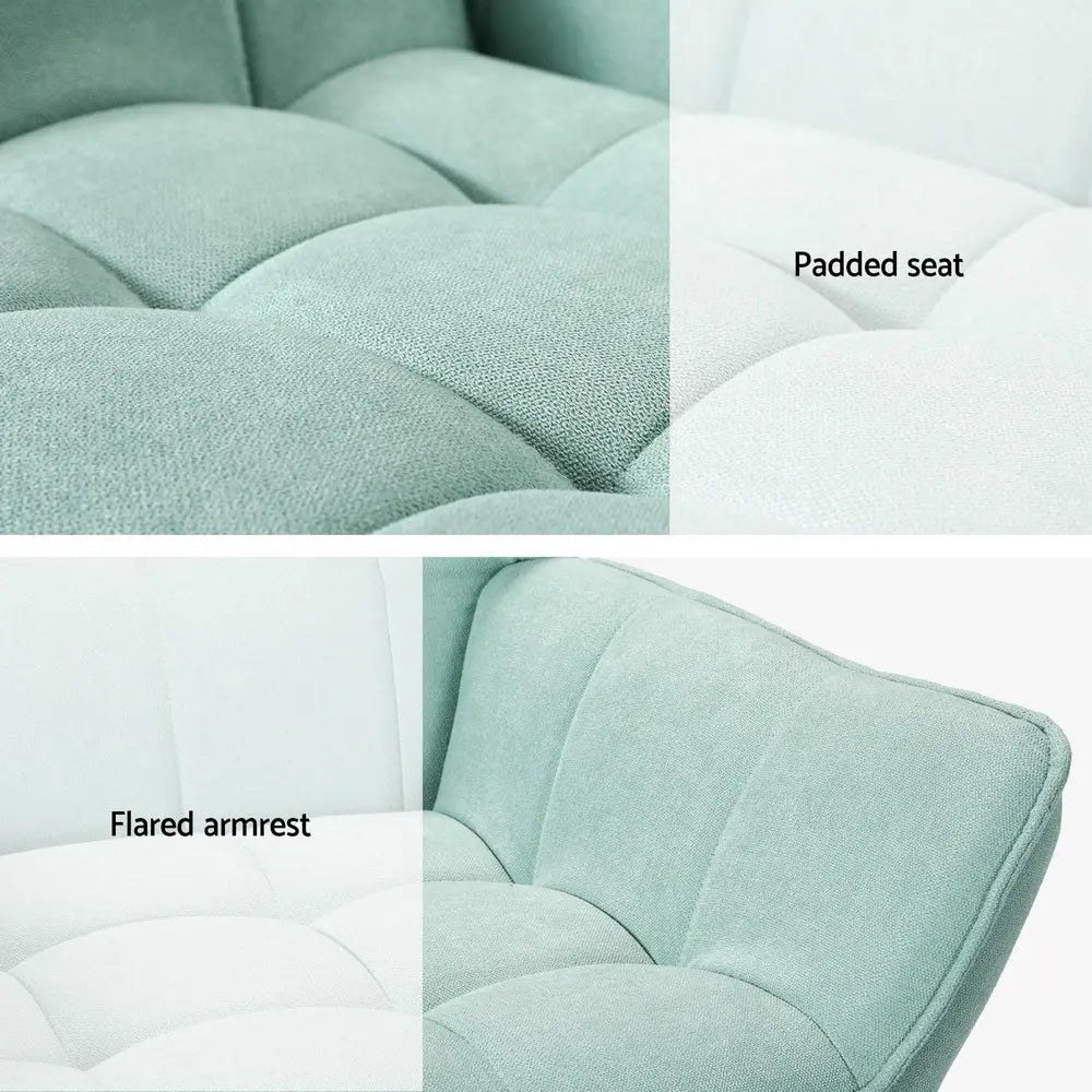 Artiss Armchair Lounge Chair Accent Chairs Sofa Linen Fabric Cushion Seat Blue - Chez Guru